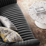 Announce Performance Velvet Channel Tufted Loveseat - Mid-Century Modern & Stain-Resistant