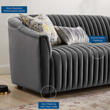 Announce Performance Velvet Channel Tufted Loveseat - Mid-Century Modern & Stain-Resistant