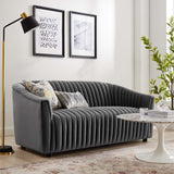 Announce Performance Velvet Channel Tufted Loveseat - Mid-Century Modern & Stain-Resistant