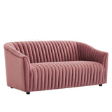 Announce Performance Velvet Channel Tufted Loveseat - Mid-Century Modern & Stain-Resistant