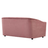 Announce Performance Velvet Channel Tufted Loveseat - Mid-Century Modern & Stain-Resistant