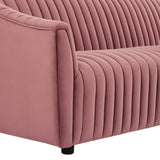Announce Performance Velvet Channel Tufted Loveseat - Mid-Century Modern & Stain-Resistant