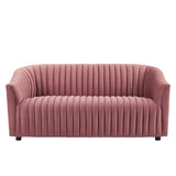 Announce Performance Velvet Channel Tufted Loveseat - Mid-Century Modern & Stain-Resistant