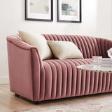 Announce Performance Velvet Channel Tufted Loveseat - Mid-Century Modern & Stain-Resistant