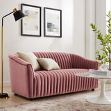 Announce Performance Velvet Channel Tufted Loveseat - Mid-Century Modern & Stain-Resistant