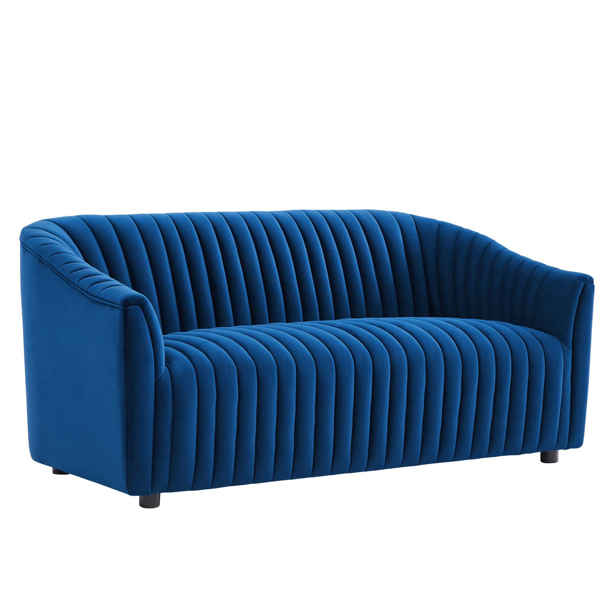 Announce Performance Velvet Channel Tufted Loveseat - Mid-Century Modern & Stain-Resistant