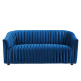Announce Performance Velvet Channel Tufted Loveseat - Mid-Century Modern & Stain-Resistant
