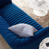 Announce Performance Velvet Channel Tufted Loveseat - Mid-Century Modern & Stain-Resistant