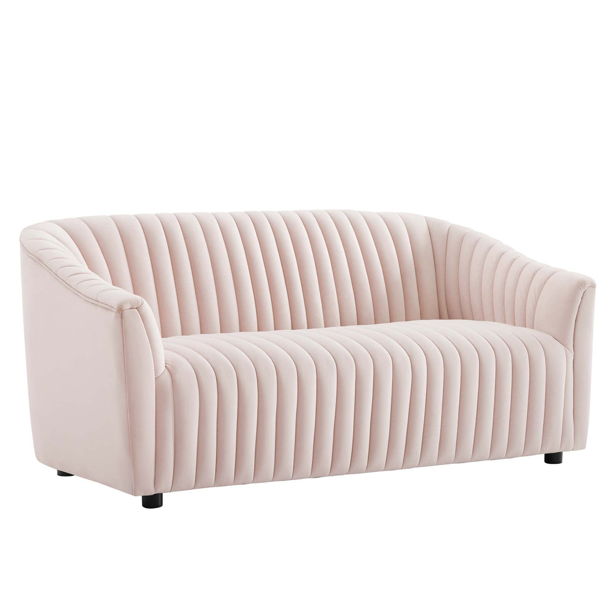 Announce Performance Velvet Channel Tufted Loveseat - Mid-Century Modern & Stain-Resistant