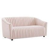 Announce Performance Velvet Channel Tufted Loveseat - Mid-Century Modern & Stain-Resistant