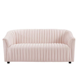 Announce Performance Velvet Channel Tufted Loveseat - Mid-Century Modern & Stain-Resistant