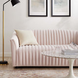 Announce Performance Velvet Channel Tufted Loveseat - Mid-Century Modern & Stain-Resistant