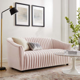 Announce Performance Velvet Channel Tufted Loveseat - Mid-Century Modern & Stain-Resistant