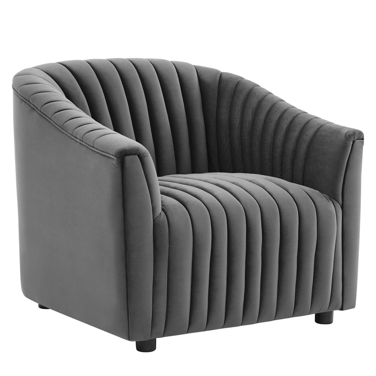 Announce Performance Velvet Channel Tufted Armchair - Mid-Century Modern & Vibrant Accent Seating