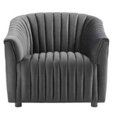 Announce Performance Velvet Channel Tufted Armchair - Mid-Century Modern & Vibrant Accent Seating