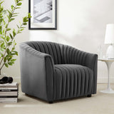 Announce Performance Velvet Channel Tufted Armchair - Mid-Century Modern & Vibrant Accent Seating