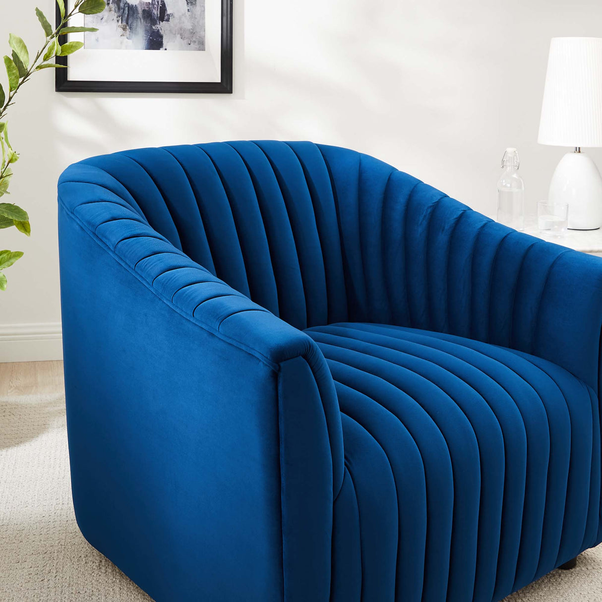 Announce Performance Velvet Channel Tufted Armchair - Mid-Century Modern & Vibrant Accent Seating