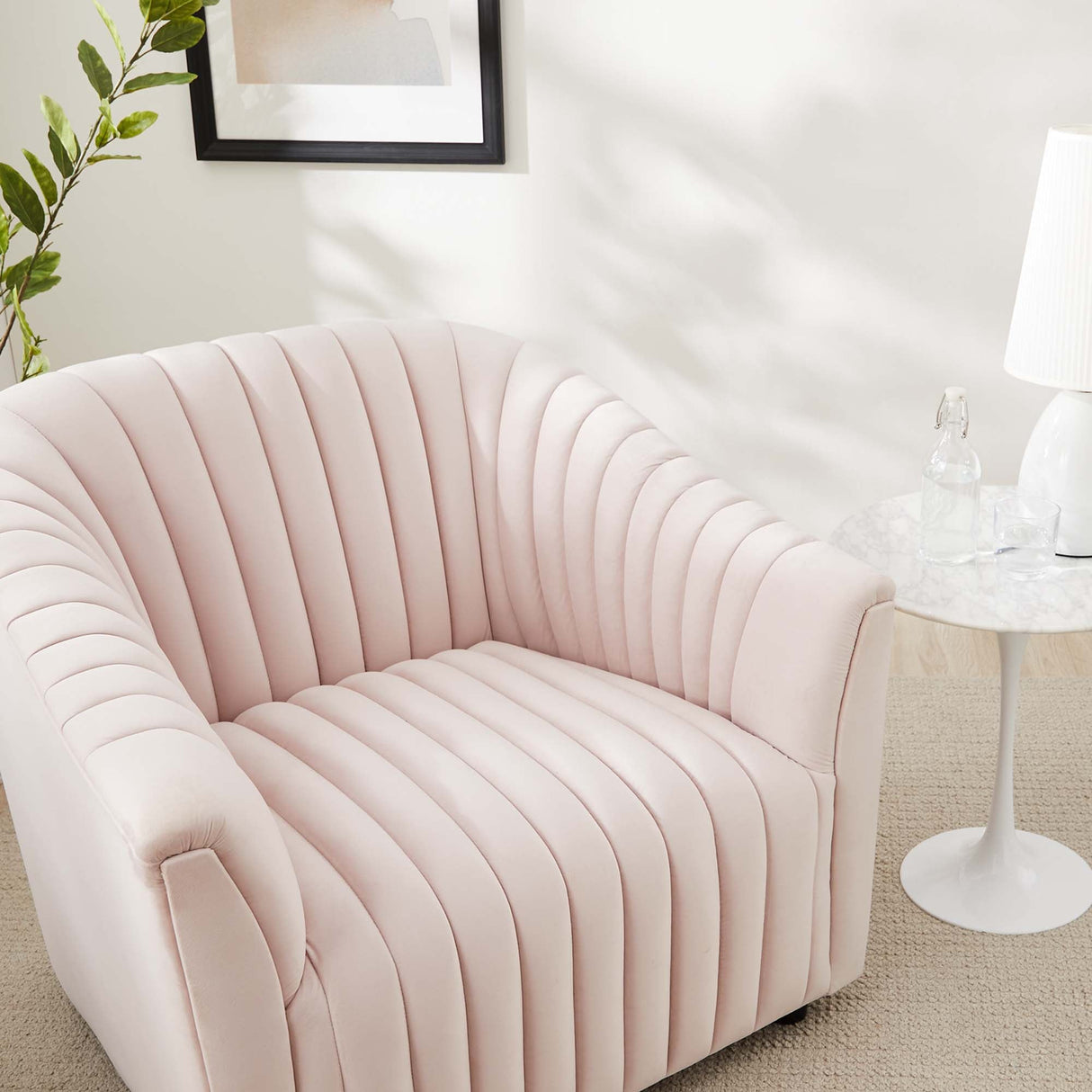 Announce Performance Velvet Channel Tufted Armchair - Mid-Century Modern & Vibrant Accent Seating