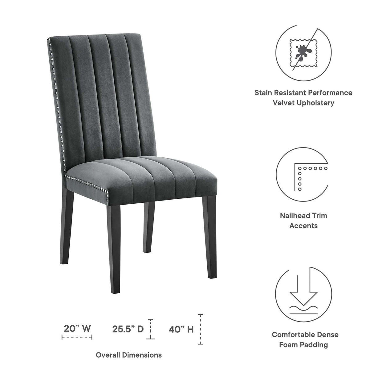 Catalyst Performance Velvet Dining Side Chairs - Set of 2 - Glam Deco & Stain-Resistant