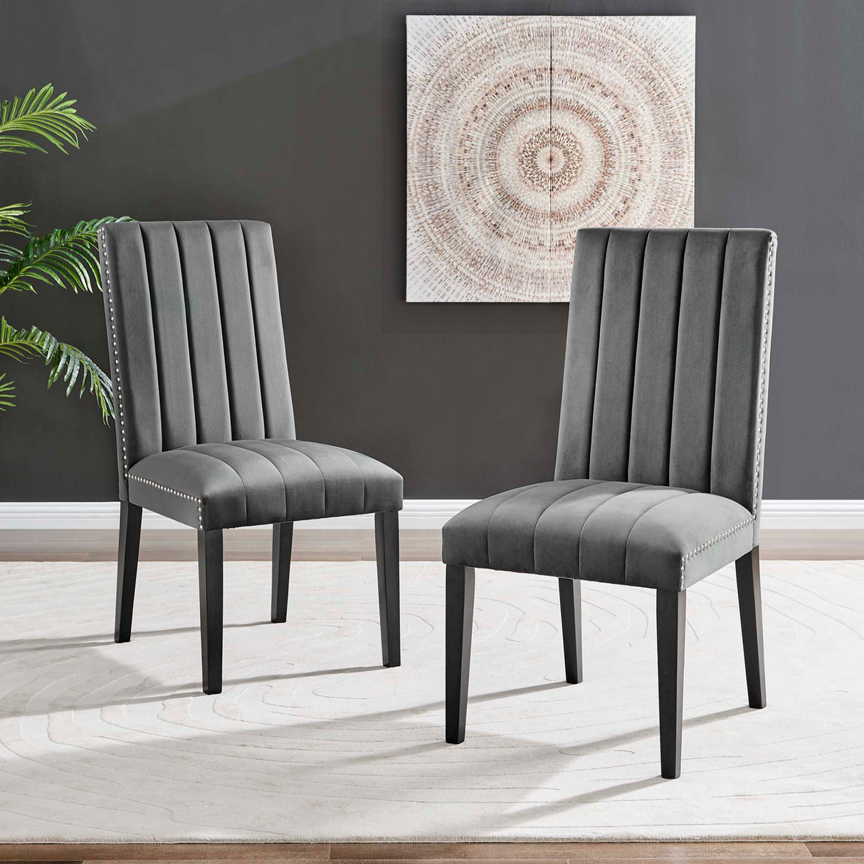 Catalyst Performance Velvet Dining Side Chairs - Set of 2 - Glam Deco & Stain-Resistant