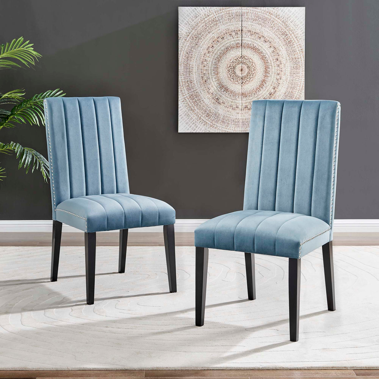 Catalyst Performance Velvet Dining Side Chairs - Set of 2 - Glam Deco & Stain-Resistant
