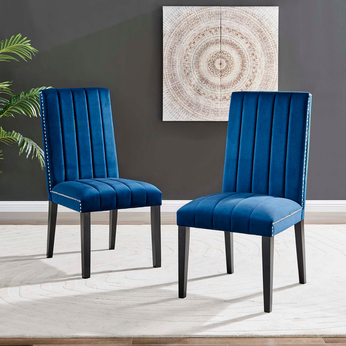 Catalyst Performance Velvet Dining Side Chairs - Set of 2 - Glam Deco & Stain-Resistant