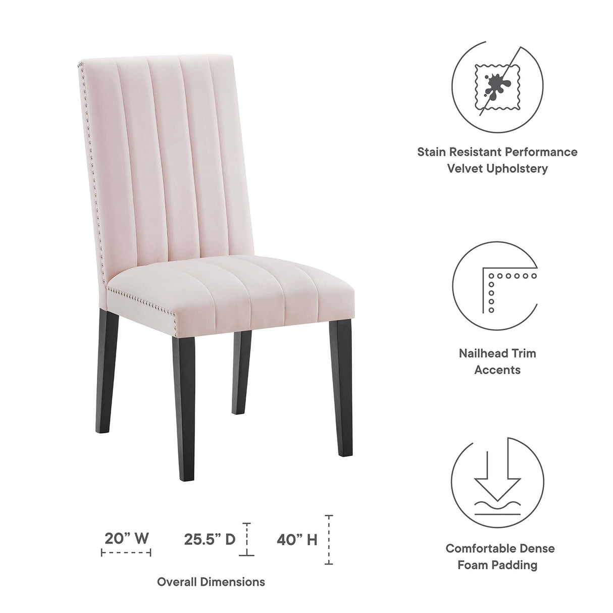Catalyst Performance Velvet Dining Side Chairs - Set of 2 - Glam Deco & Stain-Resistant