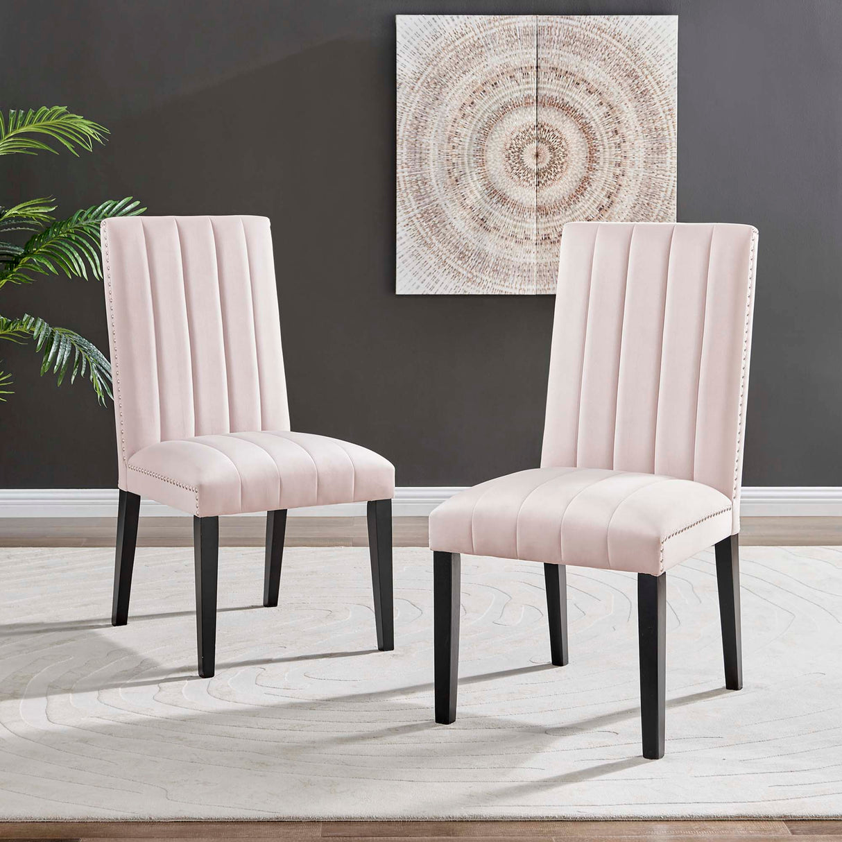Catalyst Performance Velvet Dining Side Chairs - Set of 2 - Glam Deco & Stain-Resistant