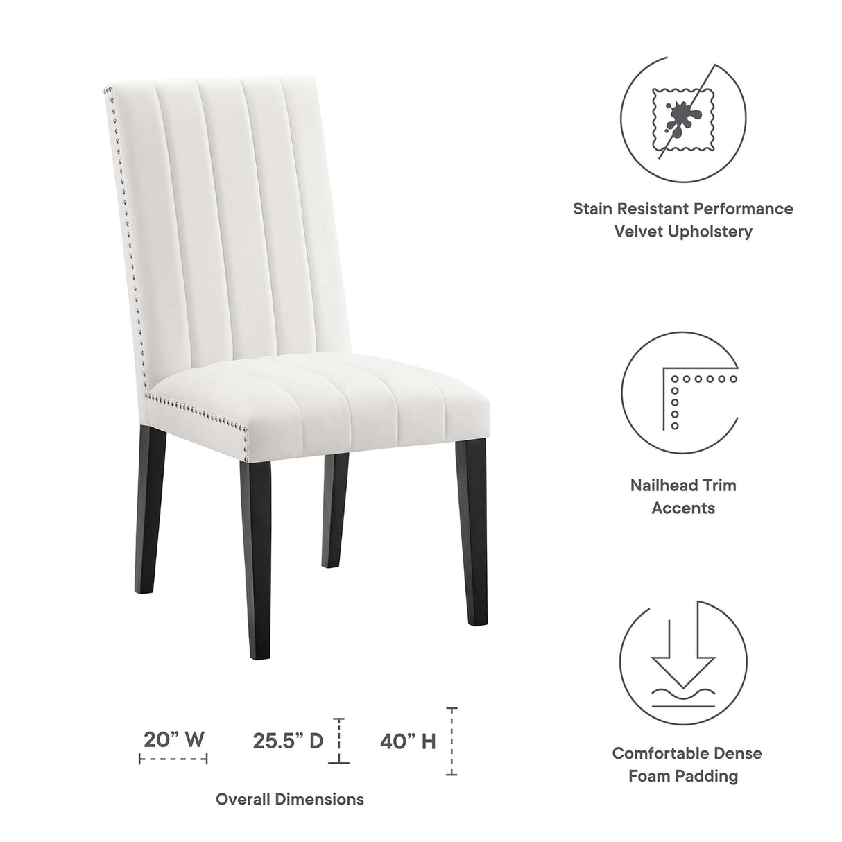 Catalyst Performance Velvet Dining Side Chairs - Set of 2 - Glam Deco & Stain-Resistant
