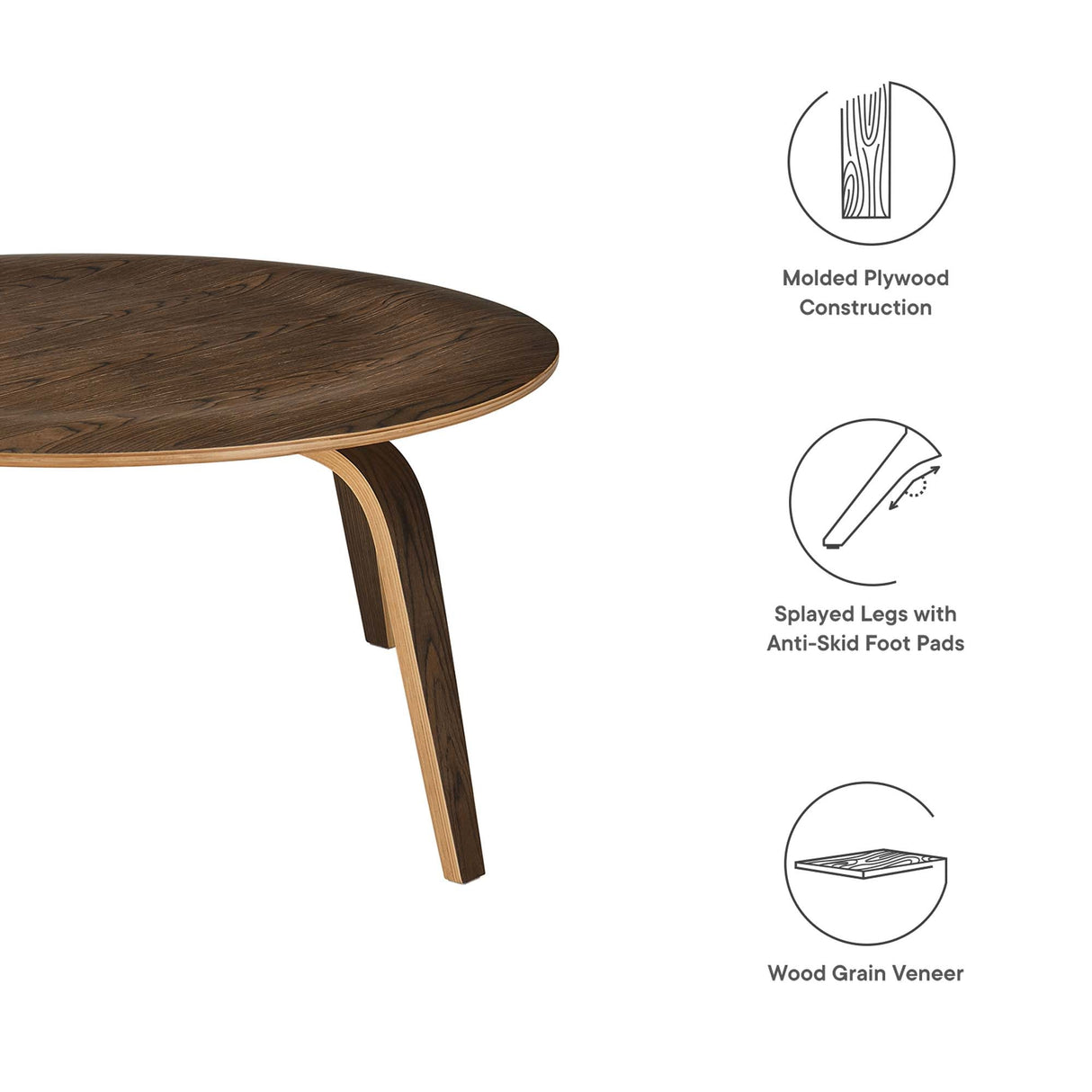 Fathom Wood Coffee Table - Mid-Century Modern Plywood & Wood Grain Veneer