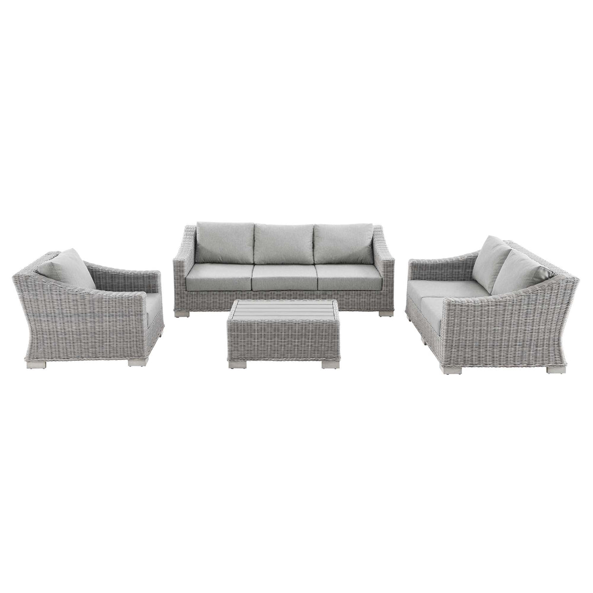 Conway 4-Piece Outdoor Patio Wicker Rattan Furniture Set - Modern Coastal & Weather-Resistant