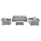 Conway 4-Piece Outdoor Patio Wicker Rattan Furniture Set - Modern Coastal & Weather-Resistant
