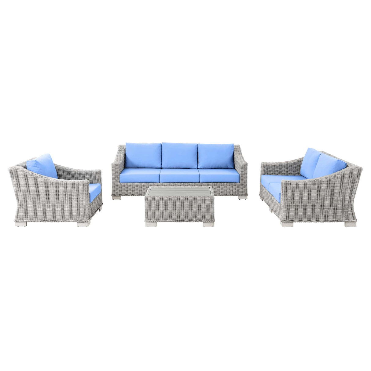 Conway 4-Piece Outdoor Patio Wicker Rattan Furniture Set - Modern Coastal & Weather-Resistant