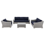 Conway 4-Piece Outdoor Patio Wicker Rattan Furniture Set - Modern Coastal & Weather-Resistant
