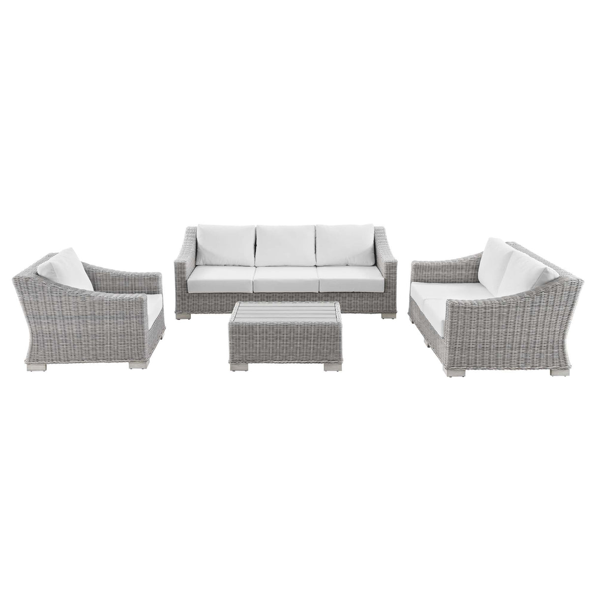 Conway 4-Piece Outdoor Patio Wicker Rattan Furniture Set - Modern Coastal & Weather-Resistant
