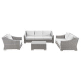 Conway 4-Piece Outdoor Patio Wicker Rattan Furniture Set - Modern Coastal & Weather-Resistant