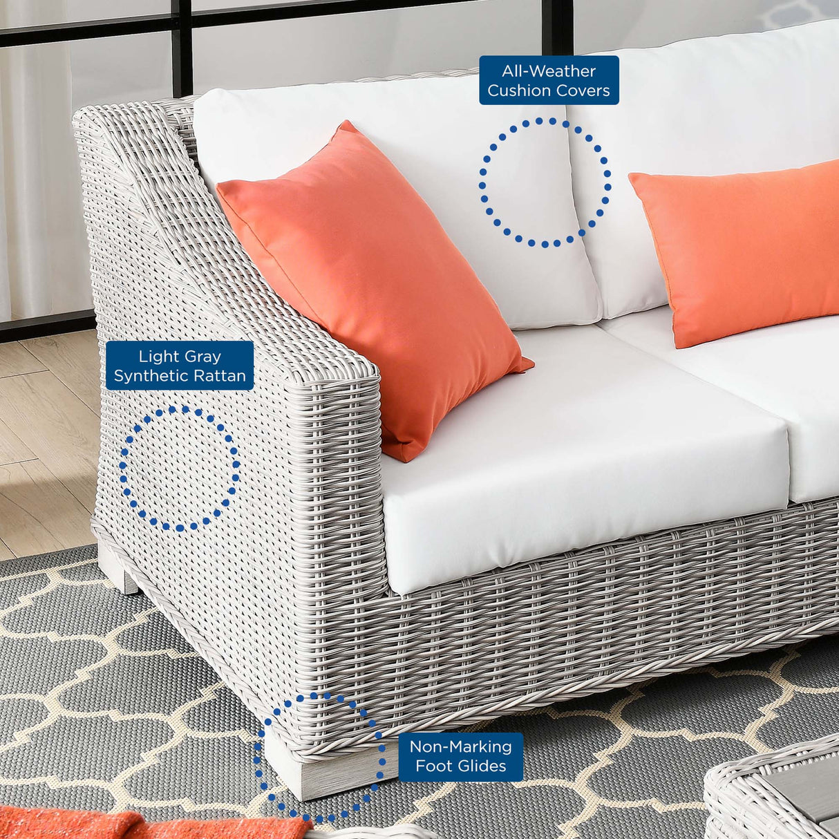 Conway 4-Piece Outdoor Patio Wicker Rattan Furniture Set - Modern Coastal & Weather-Resistant