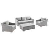 Conway 4-Piece Outdoor Patio Wicker Rattan Furniture Set - Modern Coastal & UV-Resistant Synthetic Wicker