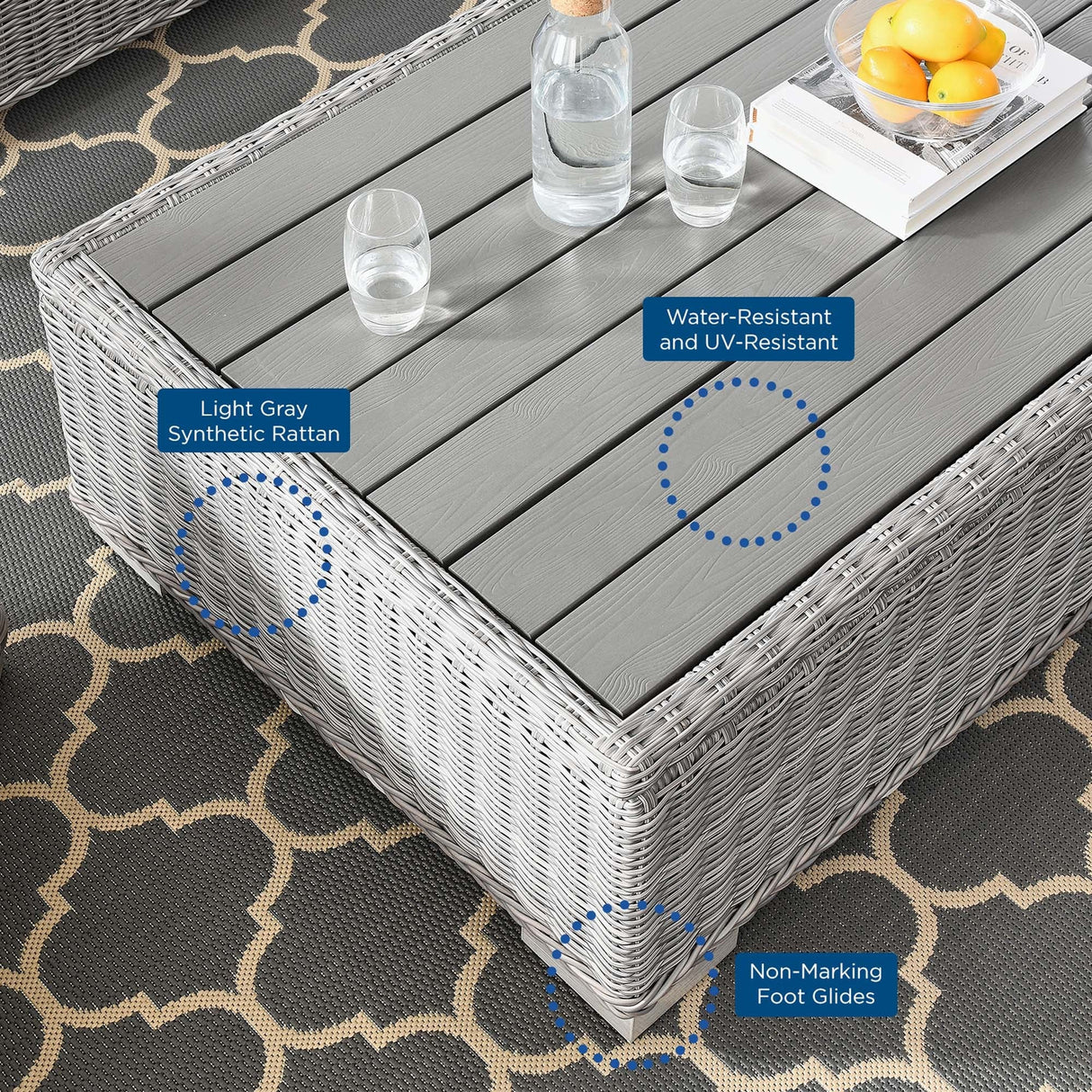 Conway 4-Piece Outdoor Patio Wicker Rattan Furniture Set - Modern Coastal & UV-Resistant Synthetic Wicker