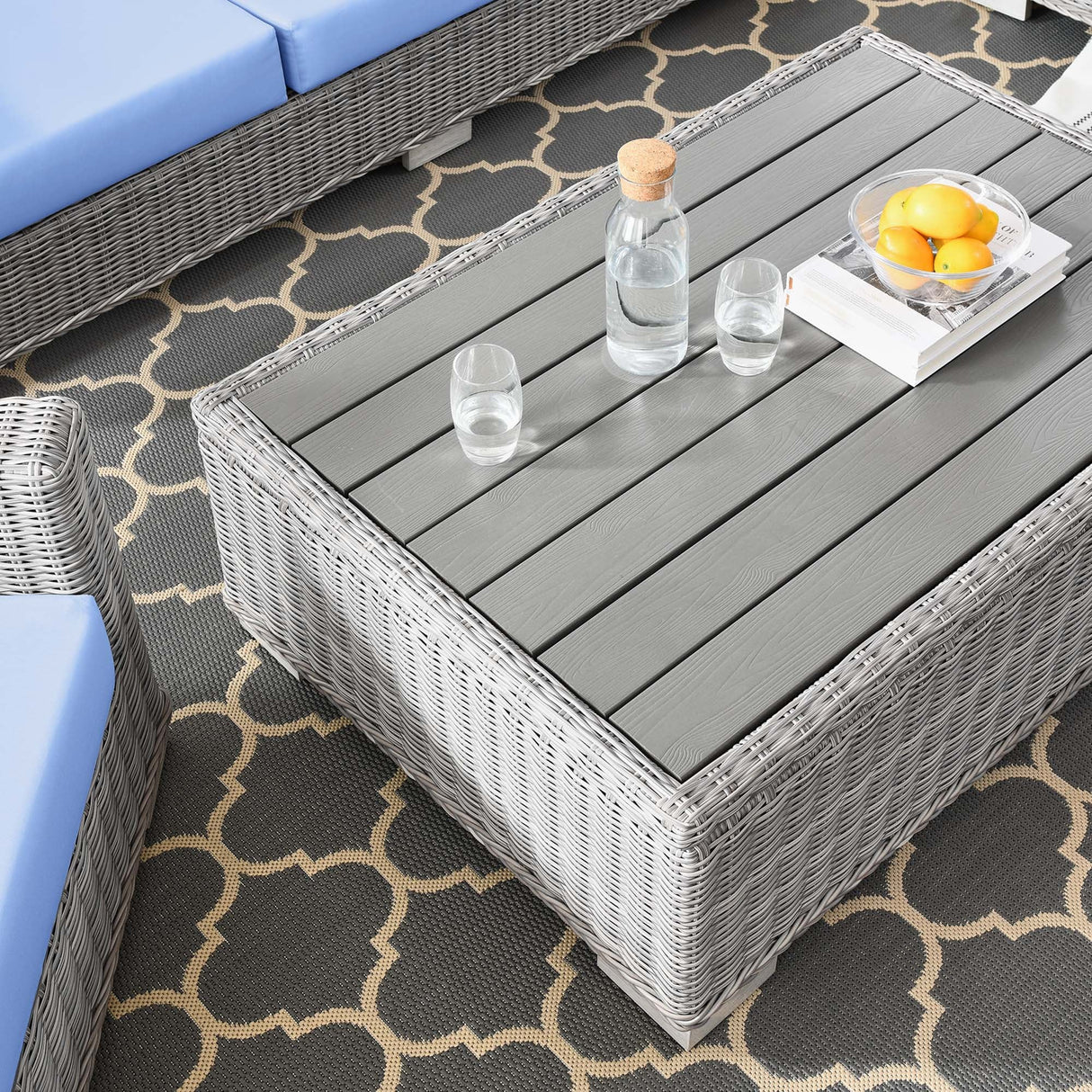 Conway 4-Piece Outdoor Patio Wicker Rattan Furniture Set - Modern Coastal & UV-Resistant Synthetic Wicker
