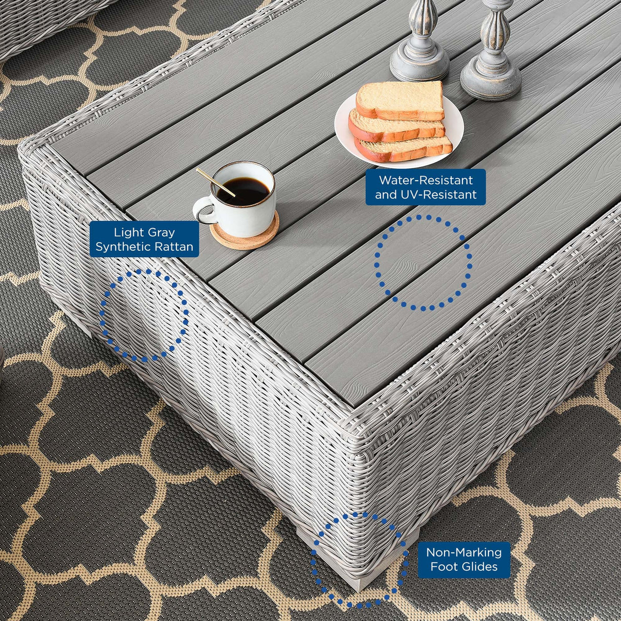 Conway 4-Piece Outdoor Patio Wicker Rattan Furniture Set - Modern Coastal & UV-Resistant Synthetic Wicker