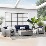 Conway 4-Piece Outdoor Patio Wicker Rattan Furniture Set - Modern Coastal & UV-Resistant Synthetic Wicker