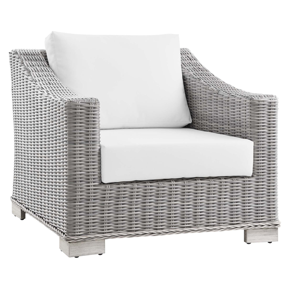 Conway 4-Piece Outdoor Patio Wicker Rattan Furniture Set - Modern Coastal & UV-Resistant Synthetic Wicker
