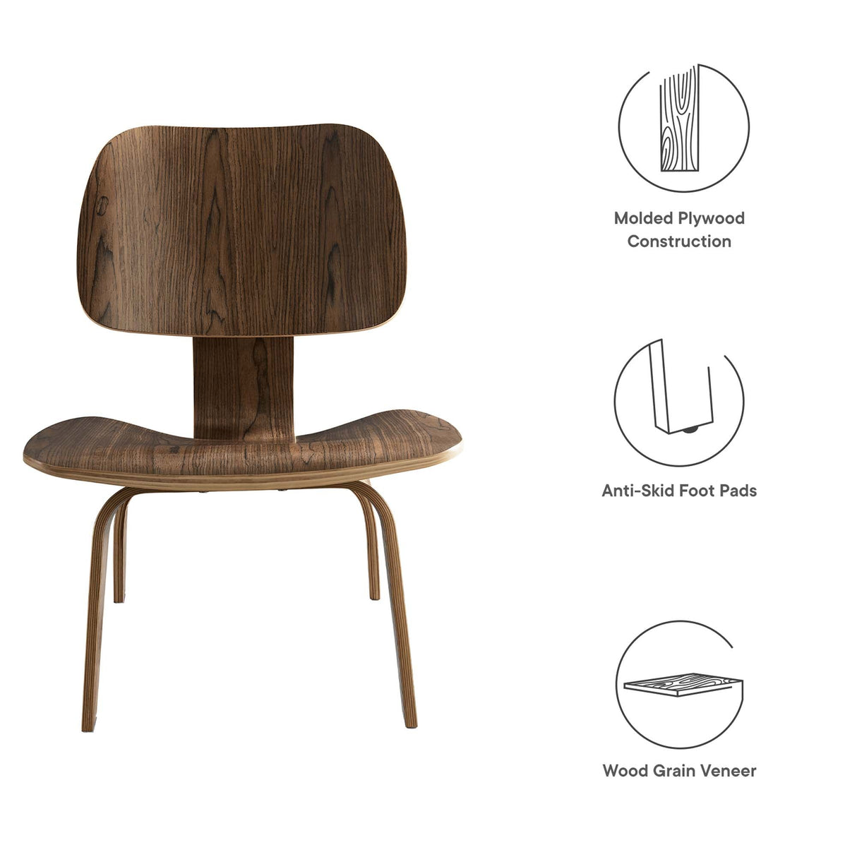 Fathom Wood Lounge Chair - Mid-Century Modern & Sculptural Accent Seating