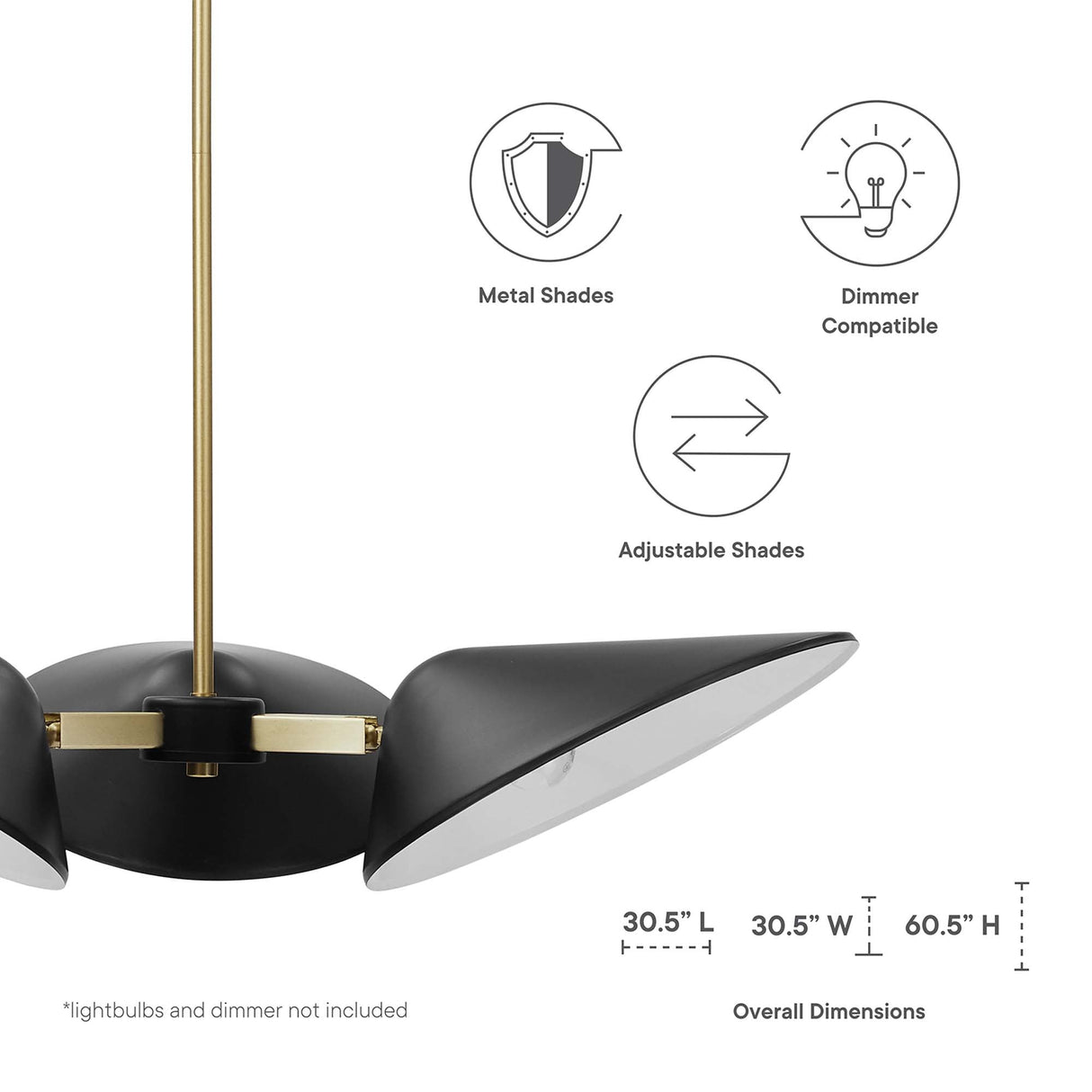 Journey 3-Light Triple Arm Pendant - Mid-Century Modern Swivel Task Lighting