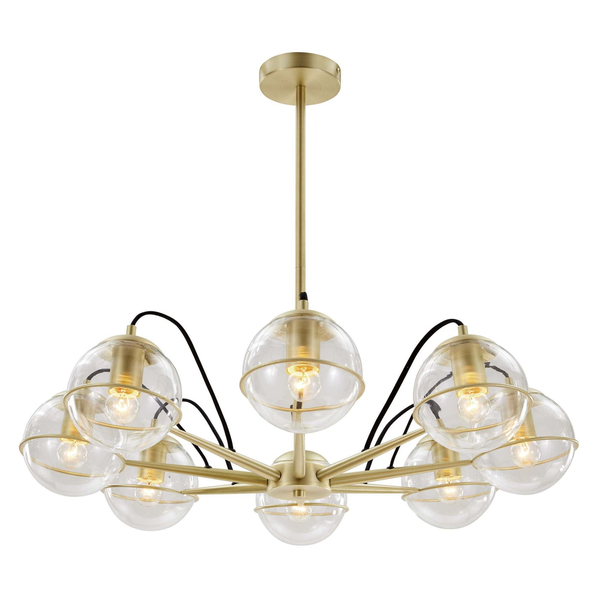 Hanna 8-Light Chandelier - Mid-Century Modern & Satin Brass Starburst Style
