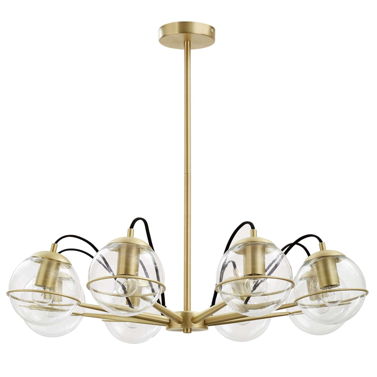 Hanna 8-Light Chandelier - Mid-Century Modern & Satin Brass Starburst Style