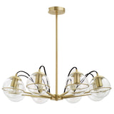 Hanna 8-Light Chandelier - Mid-Century Modern & Satin Brass Starburst Style