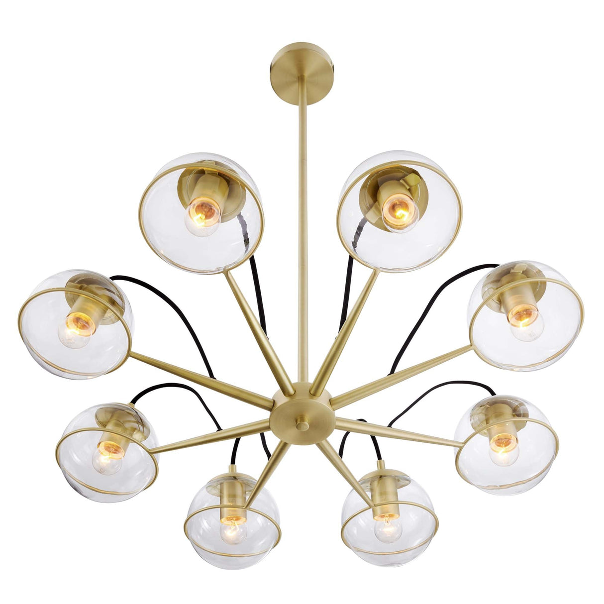 Hanna 8-Light Chandelier - Mid-Century Modern & Satin Brass Starburst Style