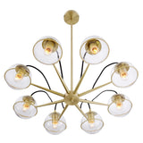 Hanna 8-Light Chandelier - Mid-Century Modern & Satin Brass Starburst Style